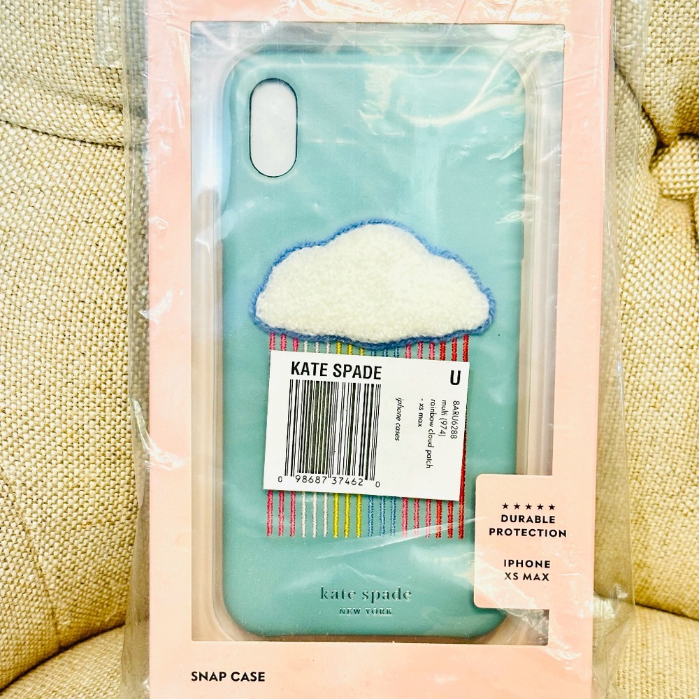 NEW Kate Spade Rainbow Cloud Patch Phone Case for iPhone Xs Max 8ARU6288 NIB